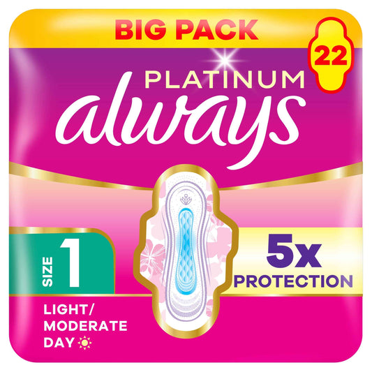 Always Platinum Normal 22 Sanitary Pads With Wings Size 1