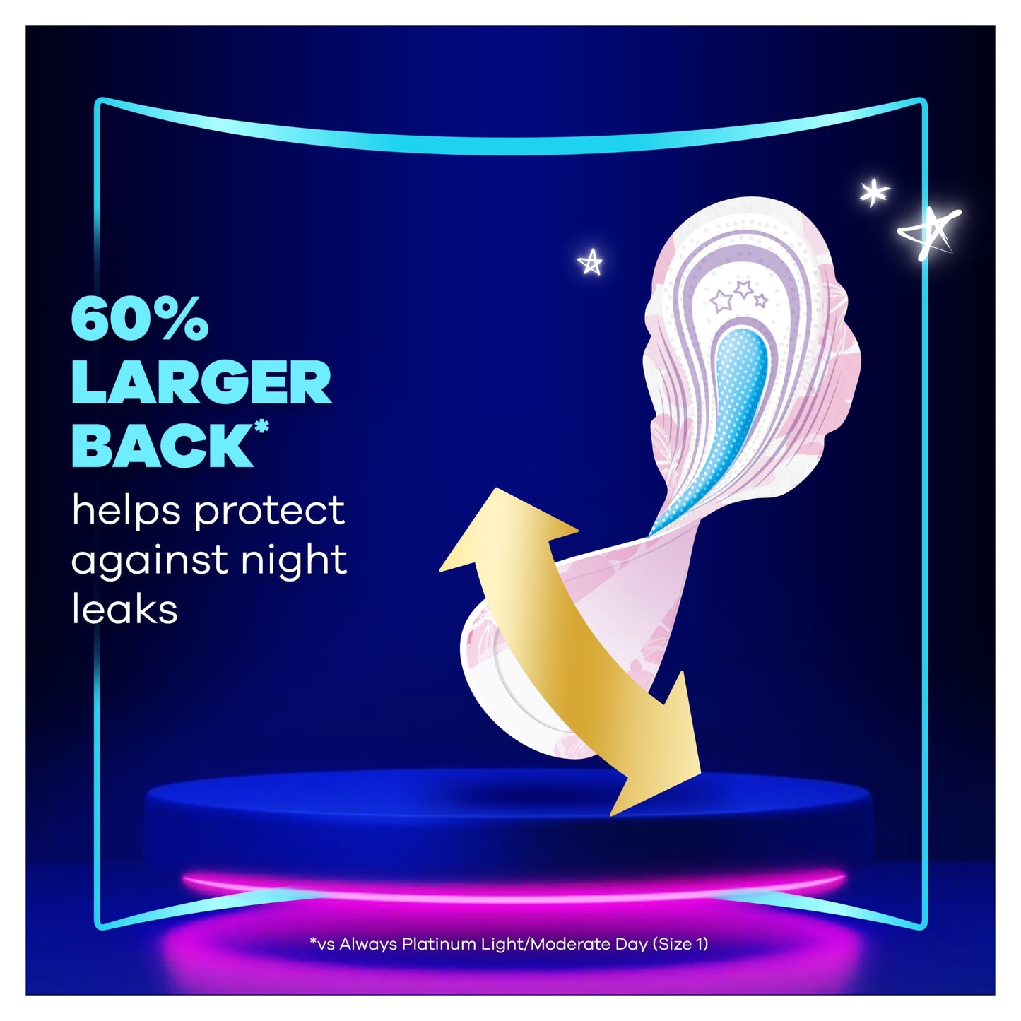 Always Platinum Secure Night 12 Sanitary Pads With Wings Size 4 — image 3