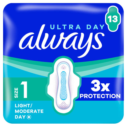 Always Ultra Day Sanitary Towels Size 1 Normal with Wings 13 Pack — image 1