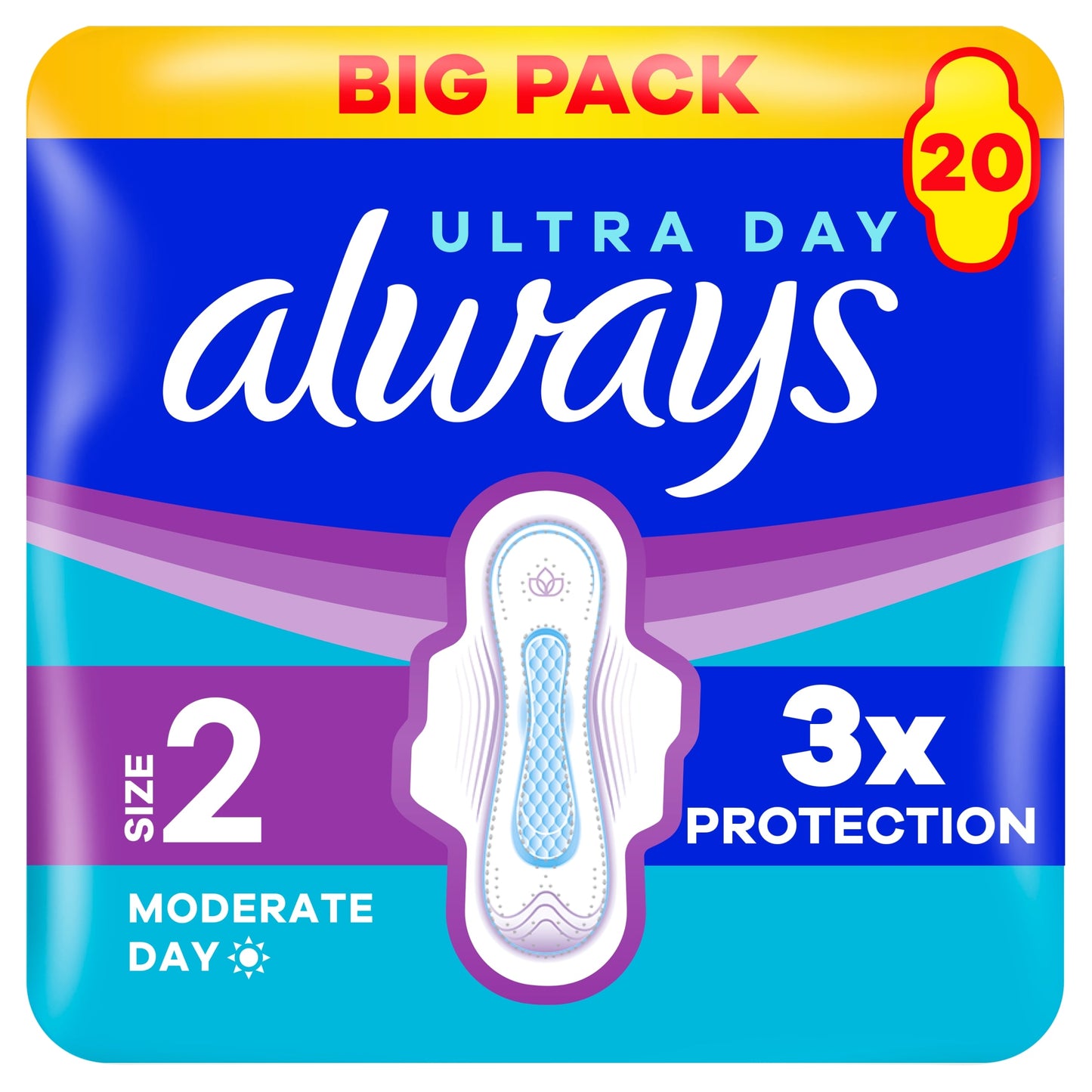 Always Ultra Sanitary Towels Long with Wings Size 2 20 Pack — image 1