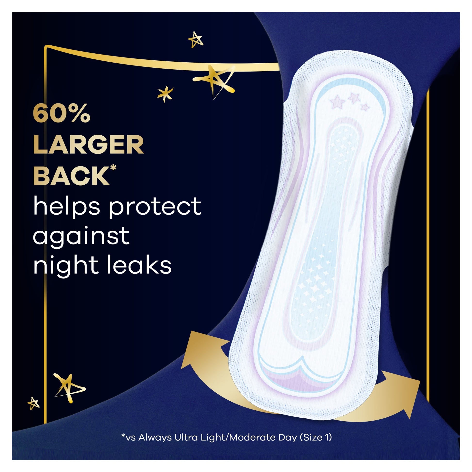 Always Ultra Secure Night Size 4 Sanitary Towels with Wings 8 Pack — image 4