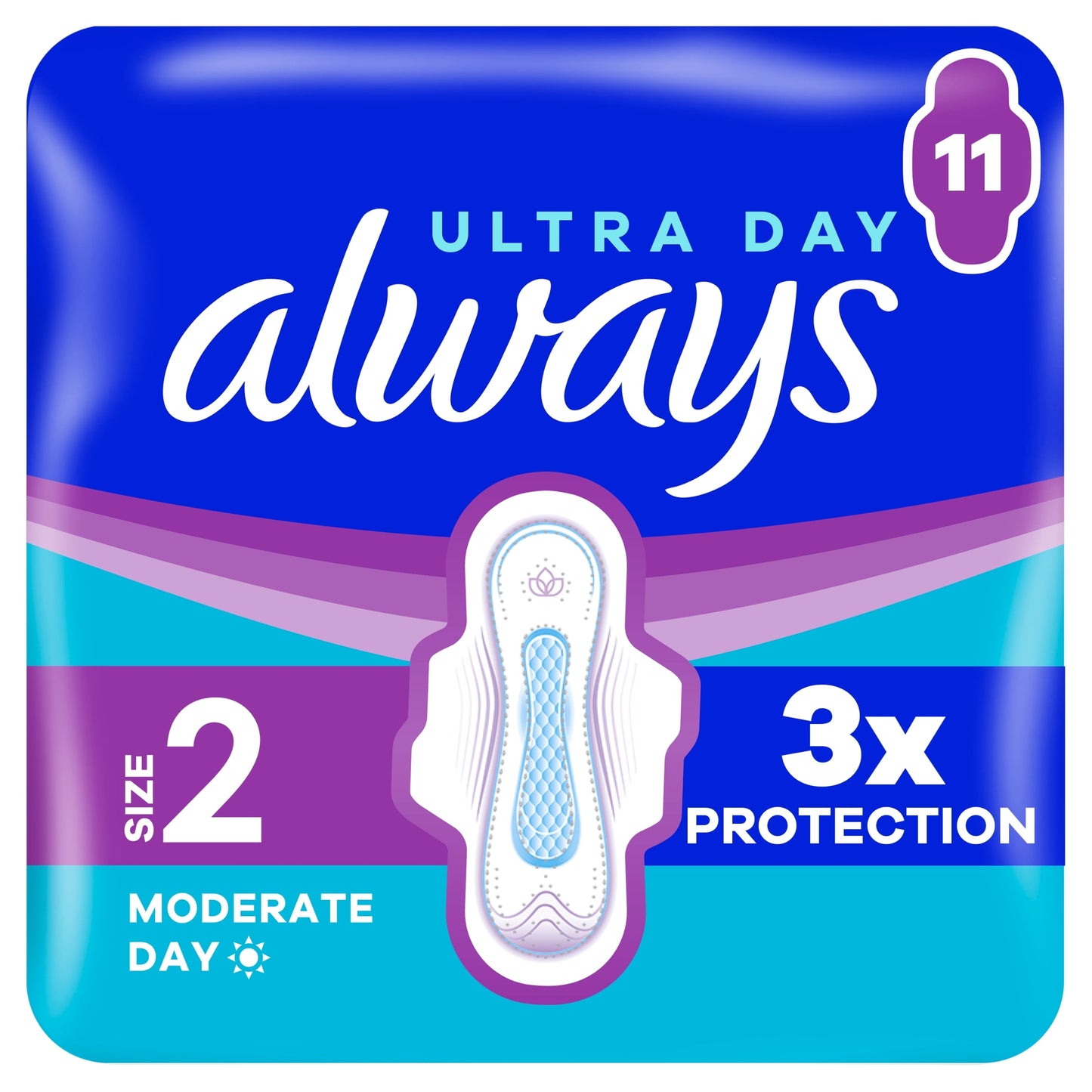 Always Ultra Size 2 Long With Wings Sanitary Towels 11 Pack — image 1