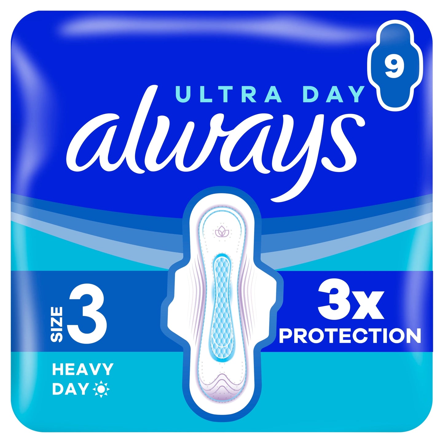 Always Ultra Size 3 Night With Wings Sanitary Towels 9 Pack — image 1