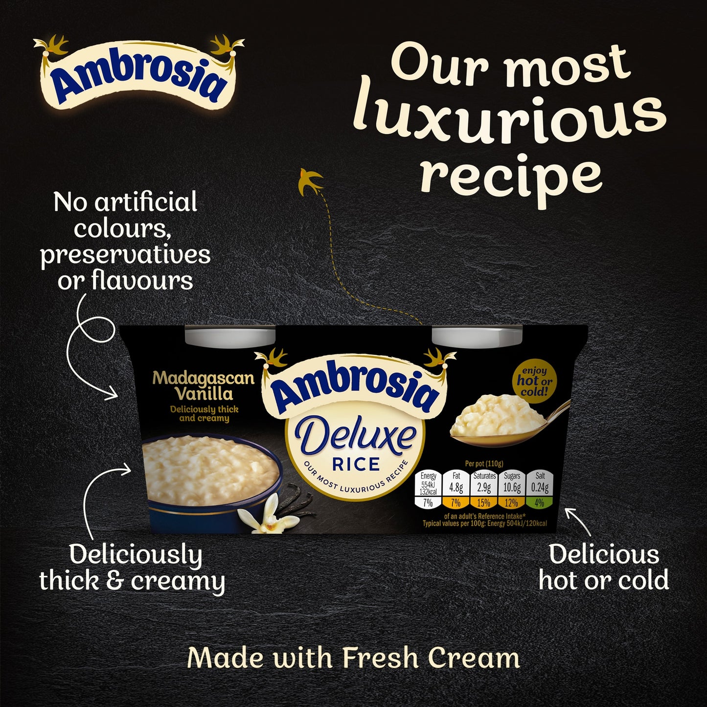 Ambrosia Deluxe Rice Pudding - Madagascan Vanilla 2 x 110g — image 3