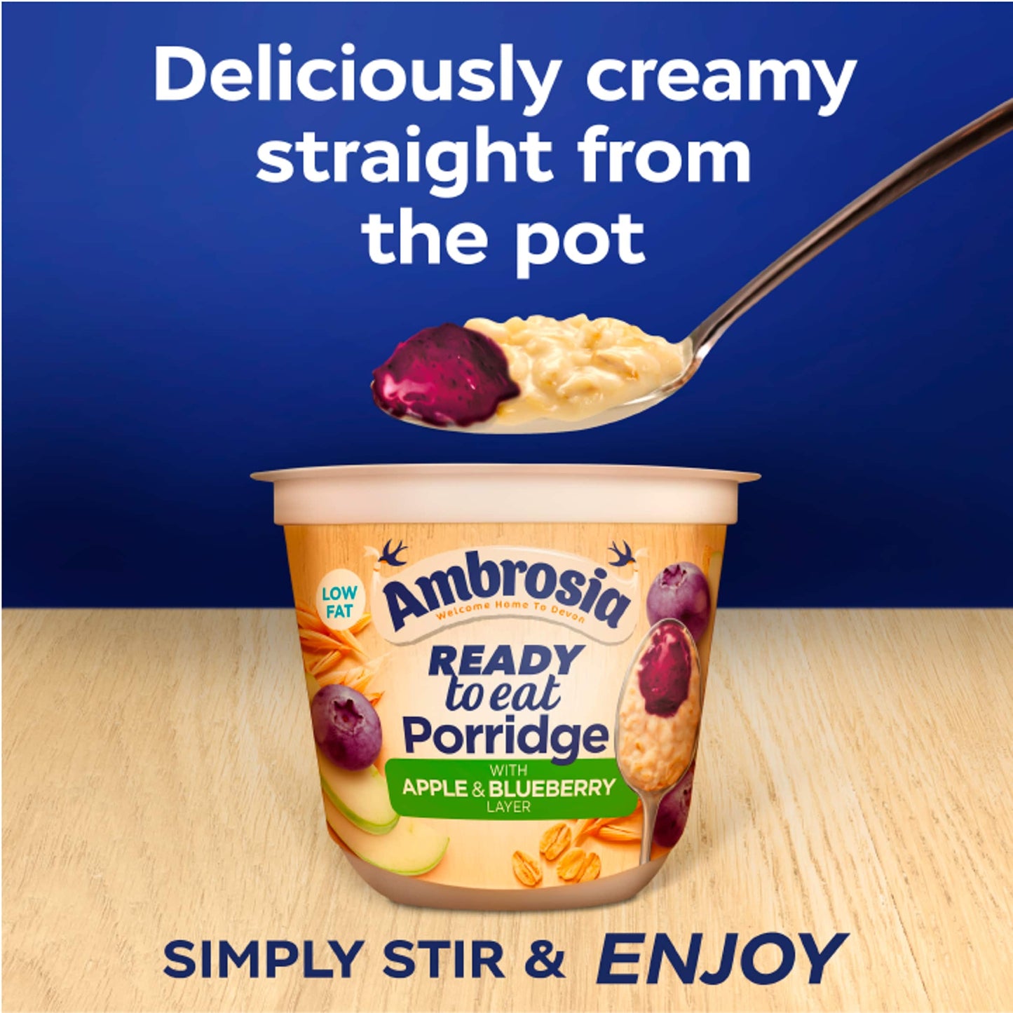 AMBROSIA READY TO EAT APPLE & BLUEBERRY PORRIDGE POT 210g — image 2