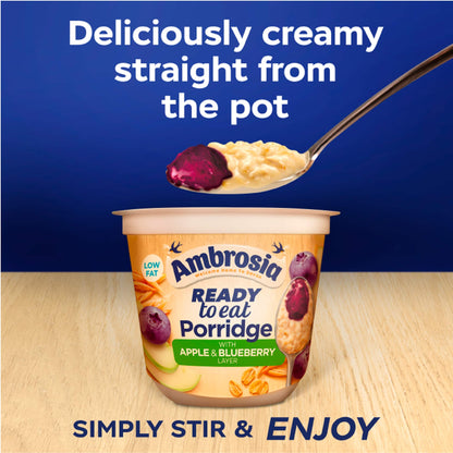 AMBROSIA READY TO EAT APPLE & BLUEBERRY PORRIDGE POT 210g — image 2