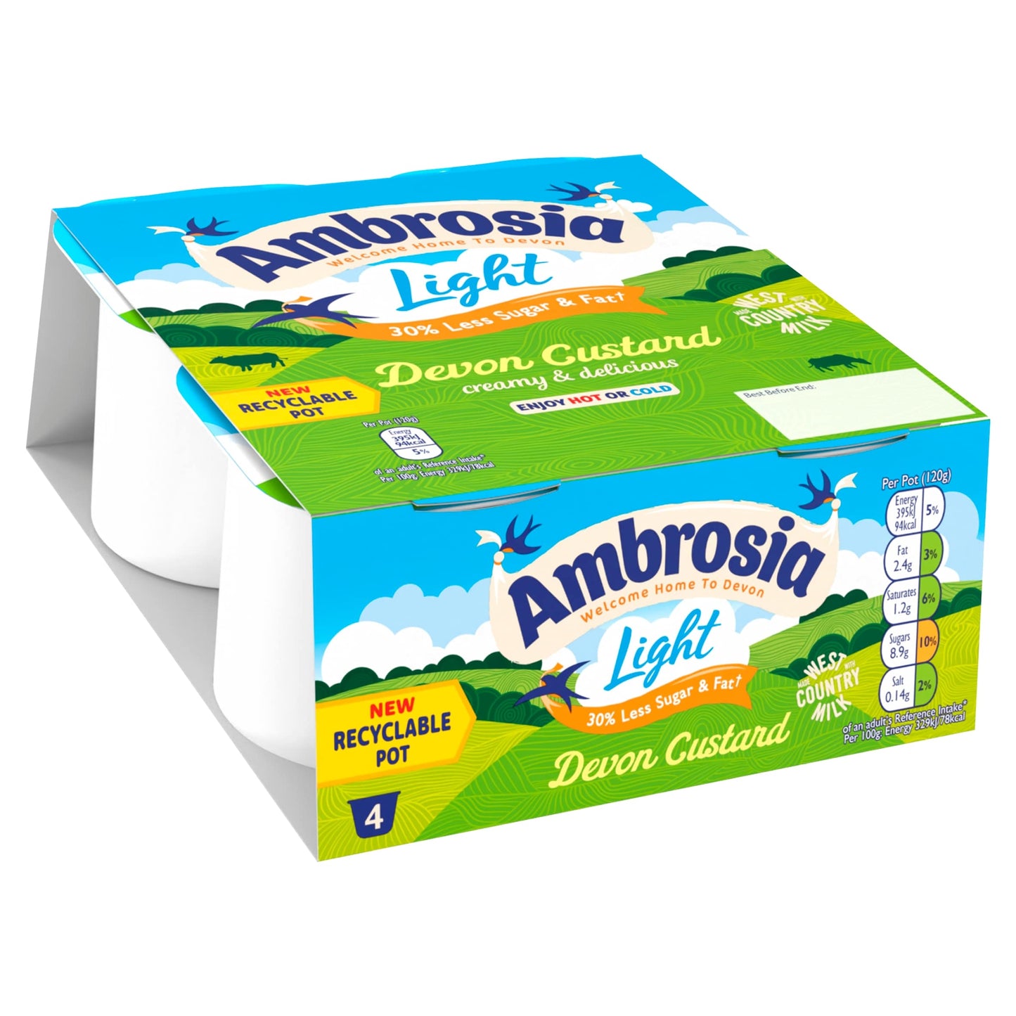Ambrosia Ready To Eat Light Devon Custard 4 X 120G — image 2