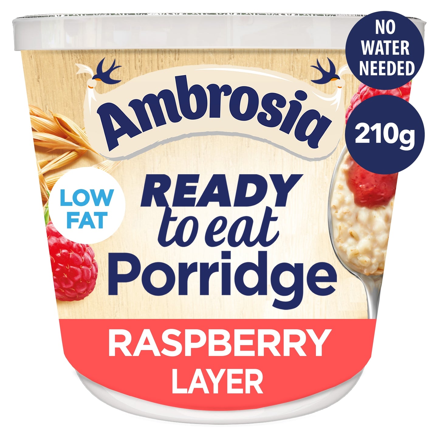 Ambrosia Ready to Eat Porridge Oat Cereal Pot Raspberry Layer 210g — image 1