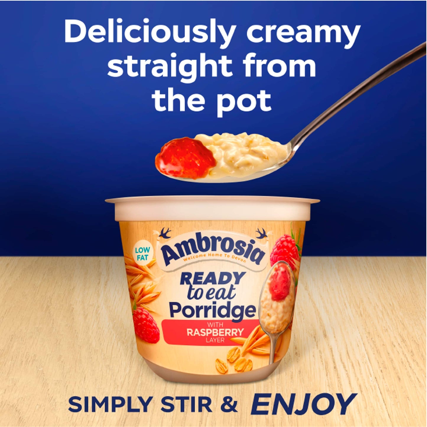 Ambrosia Ready to Eat Porridge Oat Cereal Pot Raspberry Layer 210g — image 2