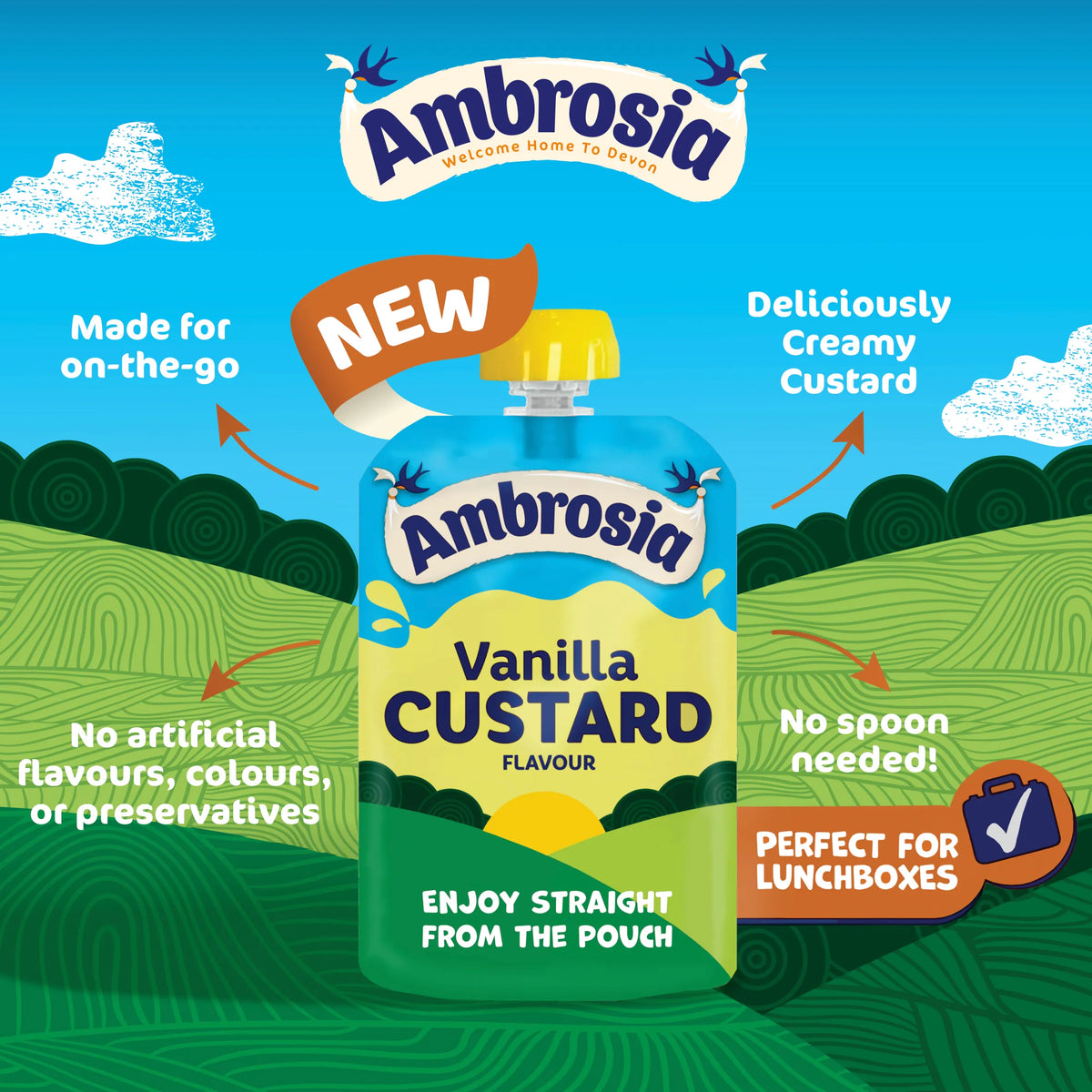 Ambrosia Vanilla Custard Dessert Snack Pouch 100g — image 2