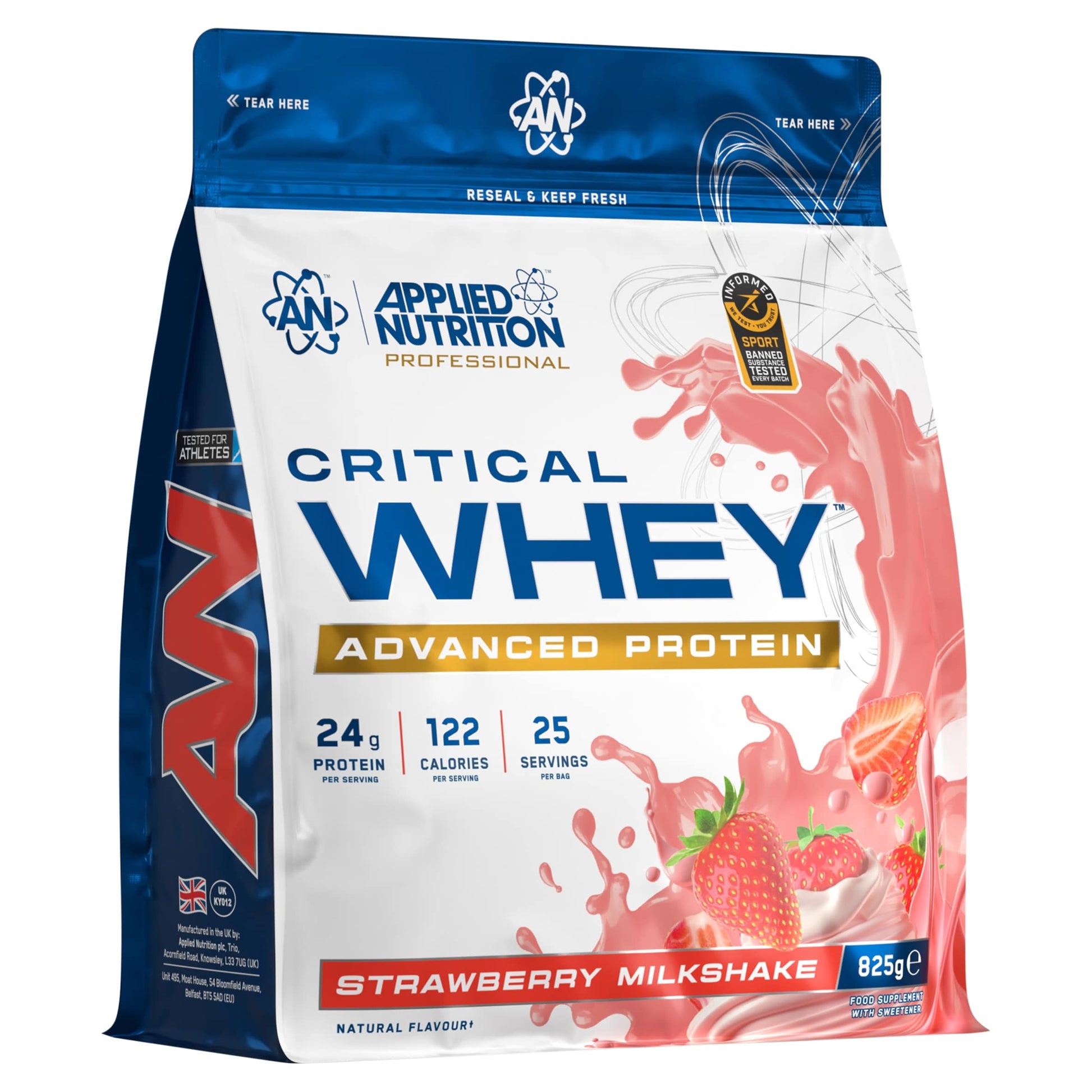Applied Nutrition Critical Whey Protein Powder Strawberry Milkshake 825g — image 1
