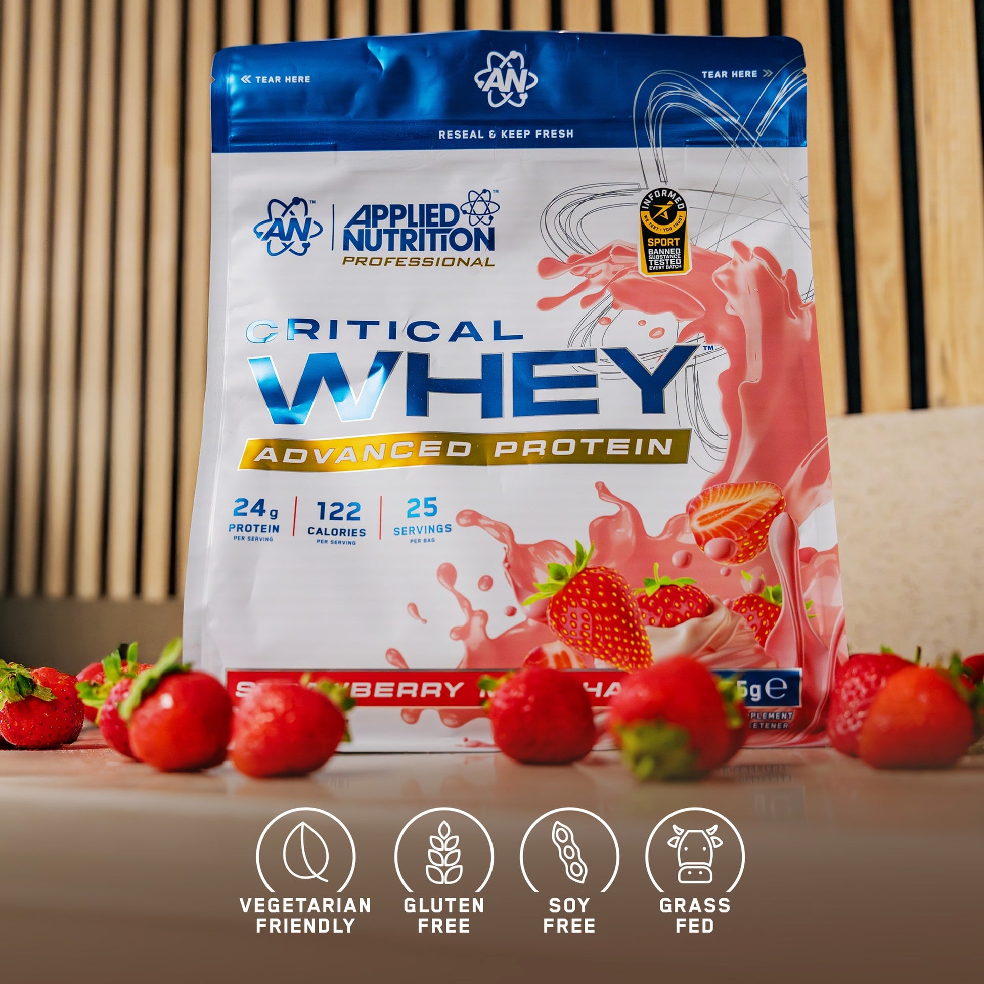 Applied Nutrition Critical Whey Protein Powder Strawberry Milkshake 825g — image 4