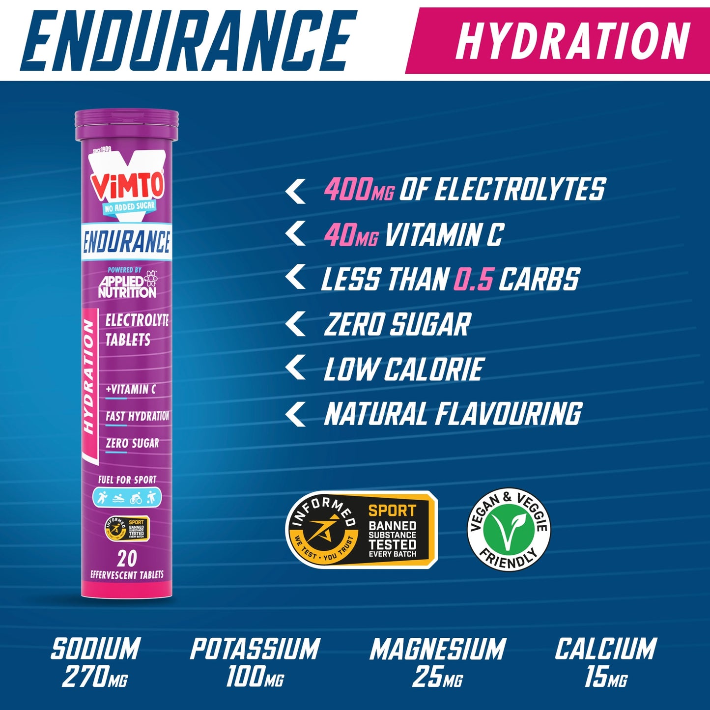 Applied Nutrition Hydration Electrolyte Tablets Vimto 20 x 4g — image 3