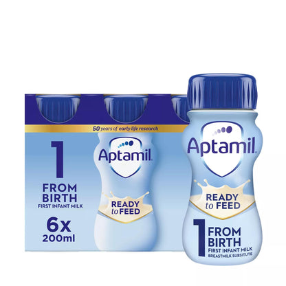 Aptamil 1 First Infant Baby Milk Formula Liquid Multipack Ready to Feed from Birth 6x200ml — image 1
