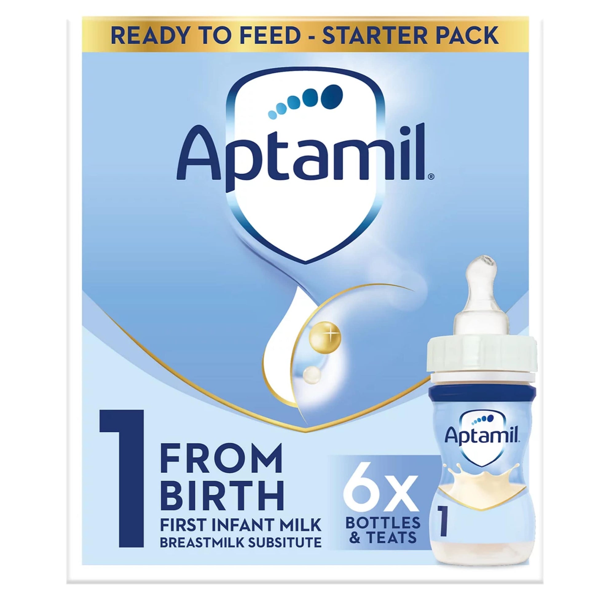 Aptamil 1 First Infant Baby Milk Formula Liquid Starter Pack Ready to Feed from Birth 6x70ml — image 1