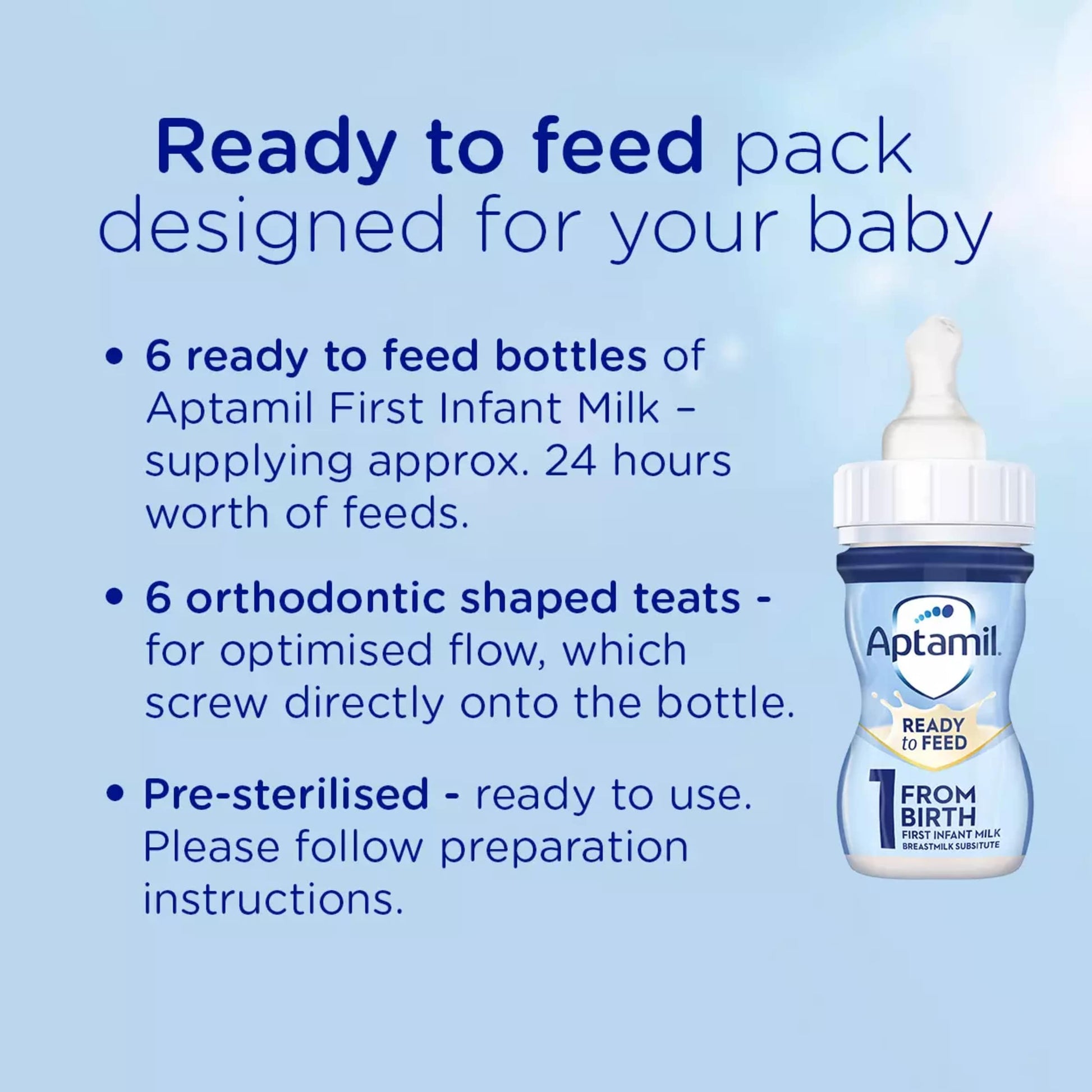 Aptamil 1 First Infant Baby Milk Formula Liquid Starter Pack Ready to Feed from Birth 6x70ml — image 3