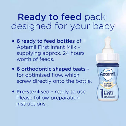 Aptamil 1 First Infant Baby Milk Formula Liquid Starter Pack Ready to Feed from Birth 6x70ml — image 3
