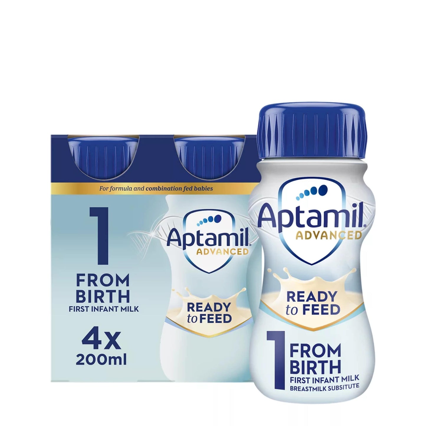 Aptamil Advanced 1 First Baby Milk Formula Liquid Ready to Feed from Birth 4x200ml — image 1