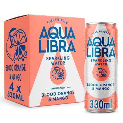 Aqua Libra Sparkling Water Blood Orange & Mango 4 x 330ml — image 1