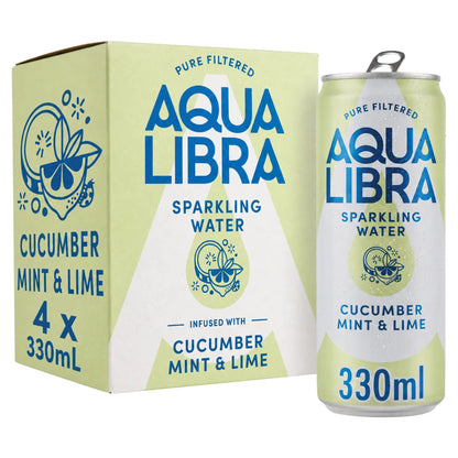 Aqua Libra Sparkling Water Cucumber, Mint and Lime 4 x 330ml — image 1