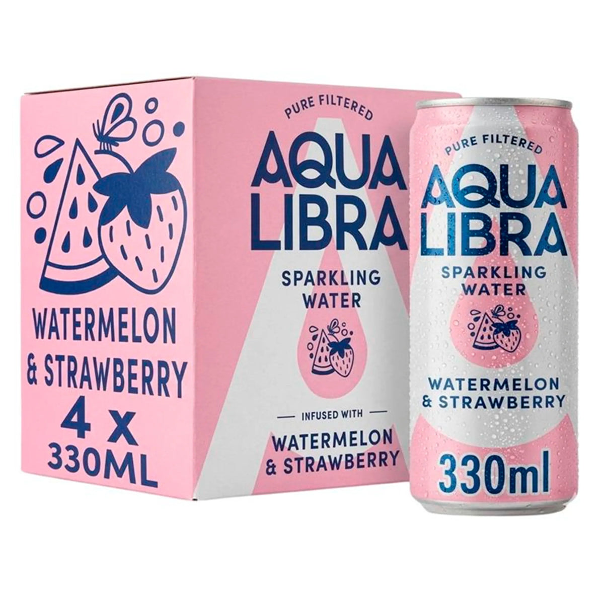 Aqua Libra Sparkling Water Watermelon & Strawberry 4 x 330ml — image 1