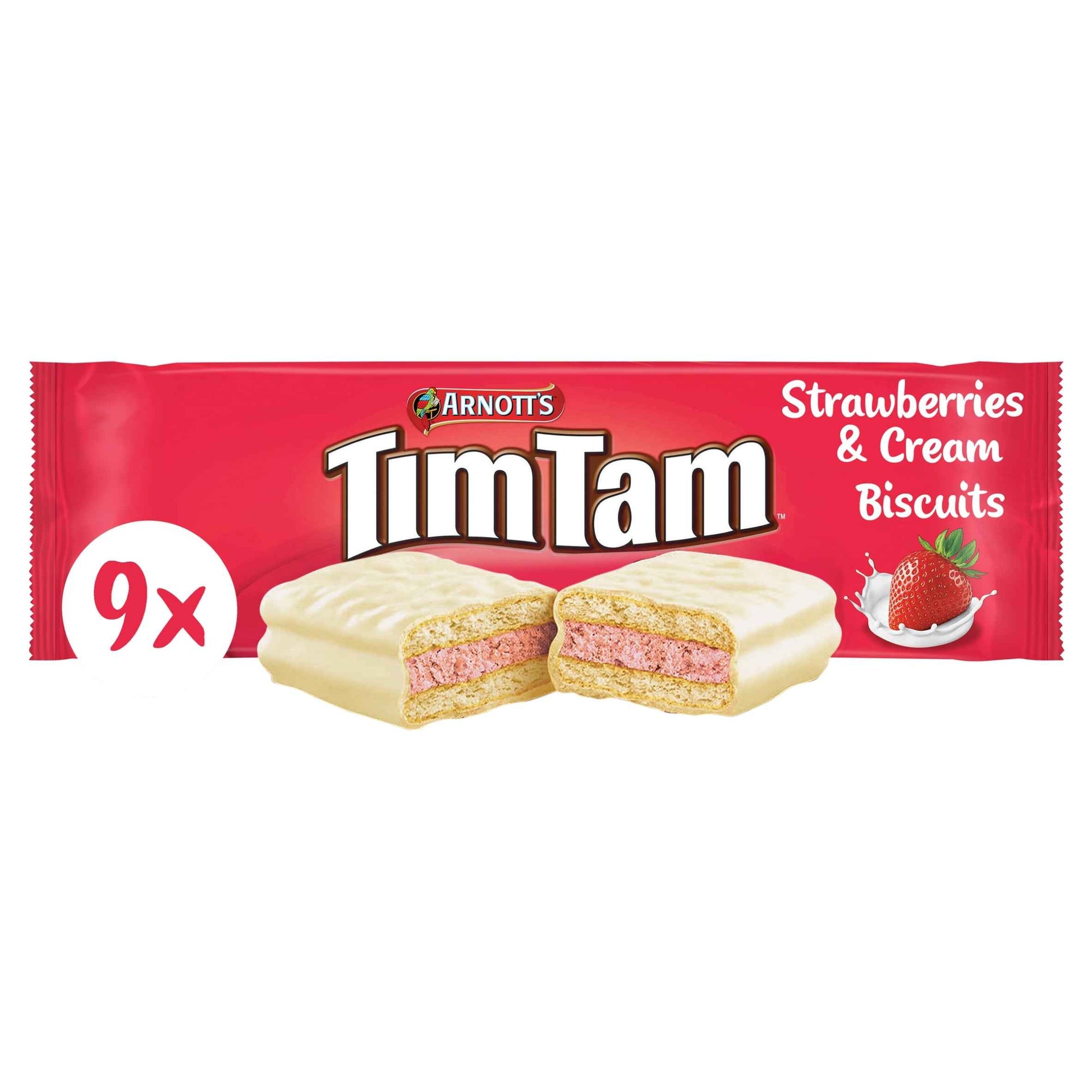ARNOTT'S Tim Tam Strawberries & Cream Flavour 9 Biscuits 165g