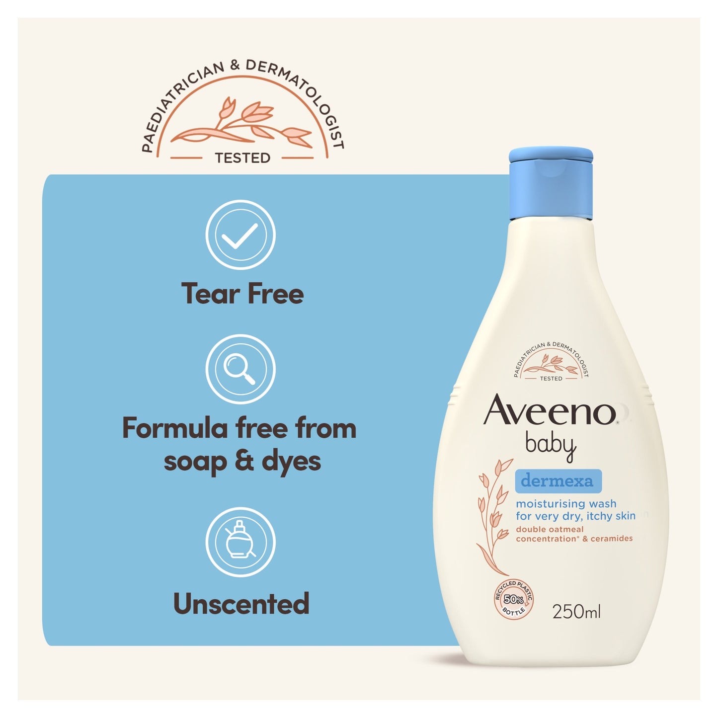 Aveeno Baby Dermexa Moisturising Wash Dry Itchy Skin 250ml — image 3