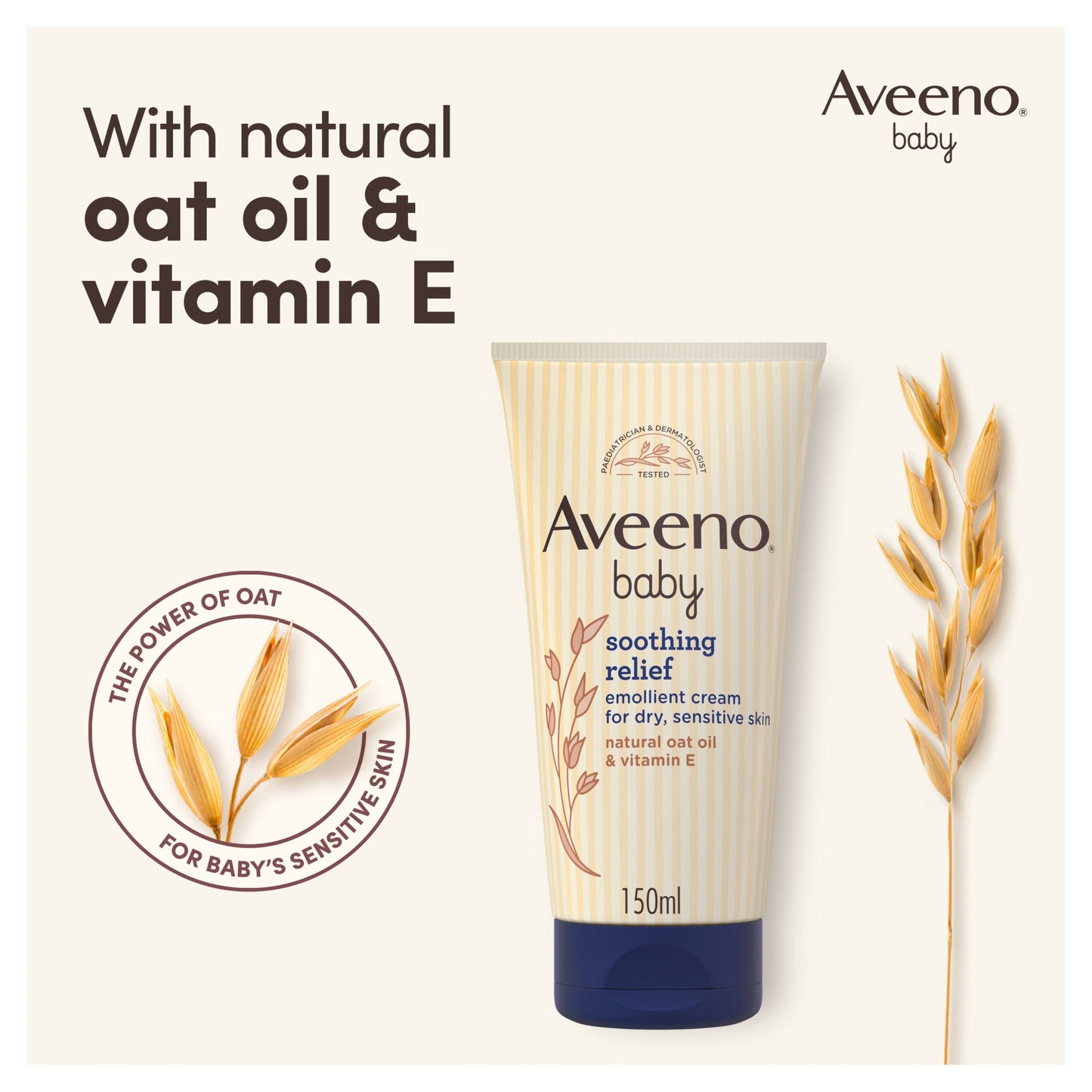 Aveeno Baby Soothing Relief Emollient Cream Baby Lotion Dry Skin 150ml — image 3