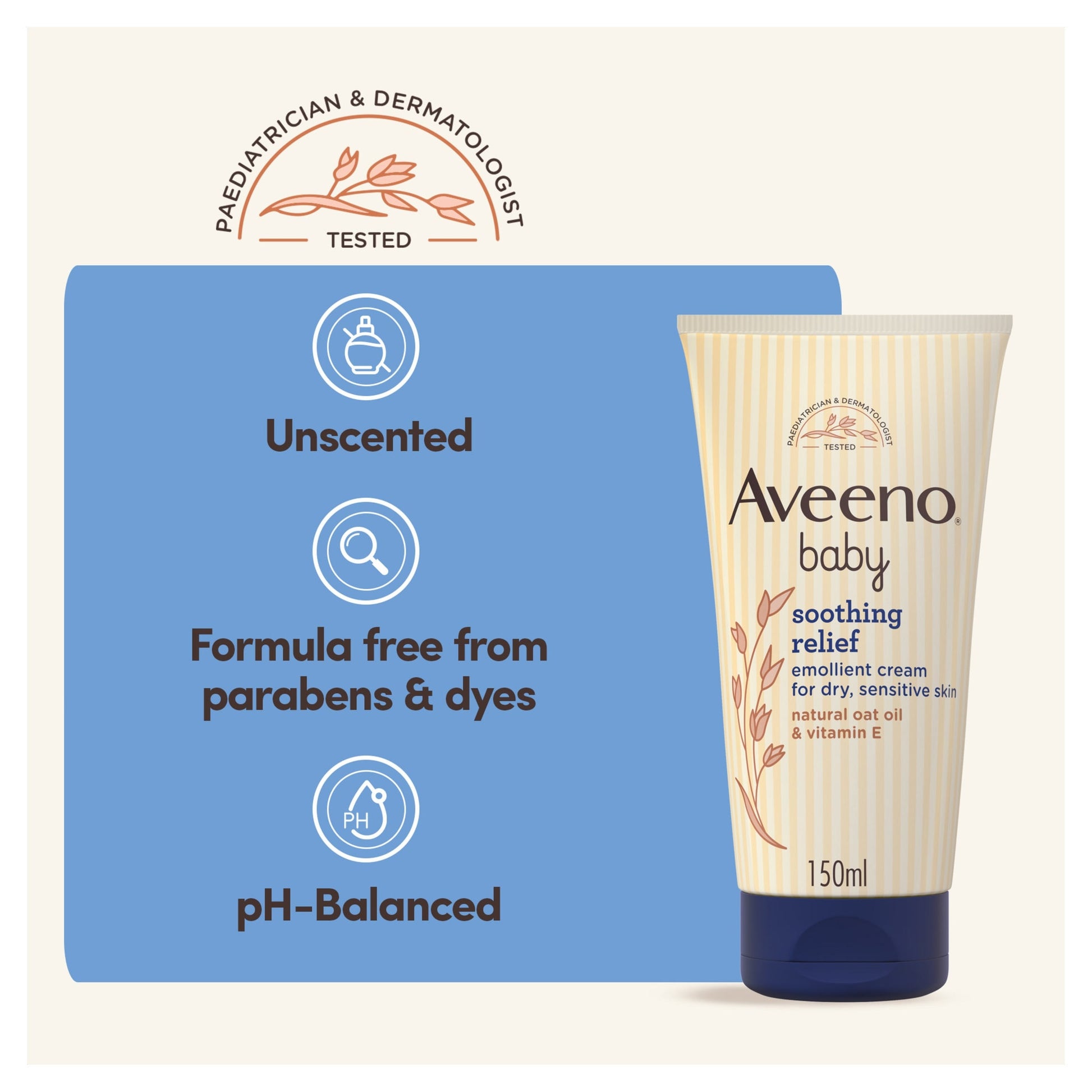 Aveeno Baby Soothing Relief Emollient Cream Baby Lotion Dry Skin 150ml — image 4