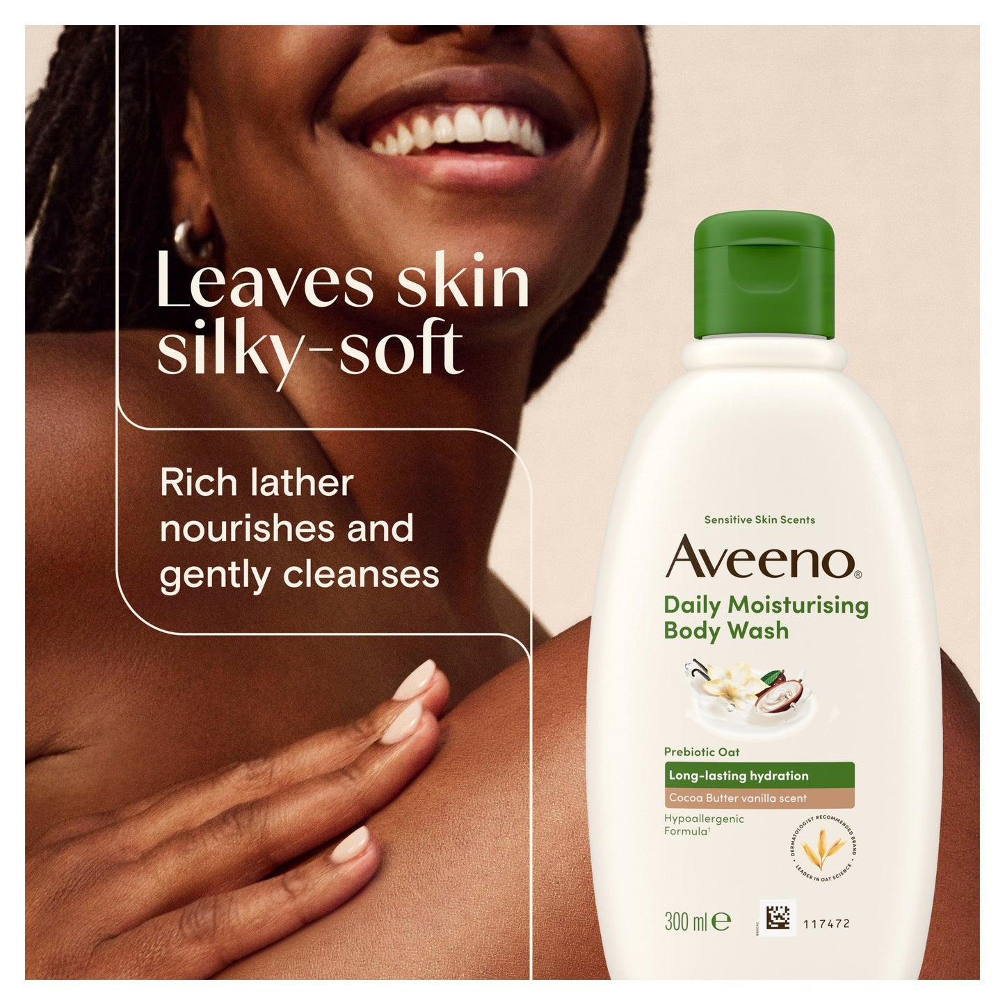 Aveeno Daily Moisturising Body Wash Cocoa Butter Vanilla Scent 300ml — image 5