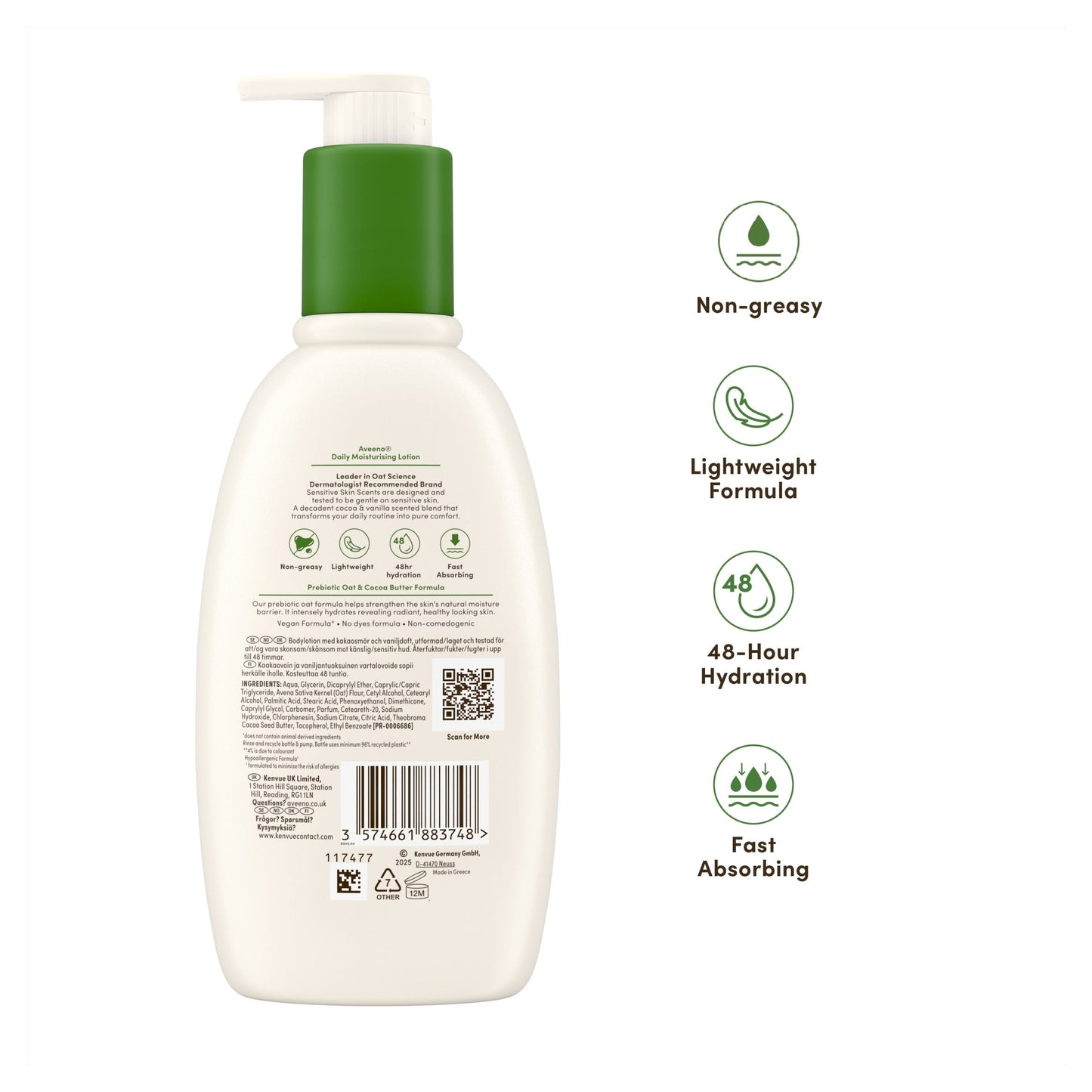 Aveeno Daily Moisturising Lotion Cocoa Butter Vanilla Scent 300ml — image 3