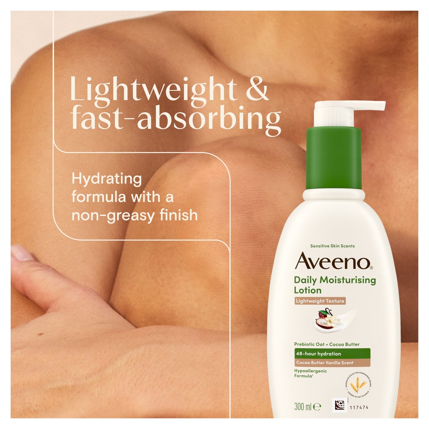 Aveeno Daily Moisturising Lotion Cocoa Butter Vanilla Scent 300ml — image 5