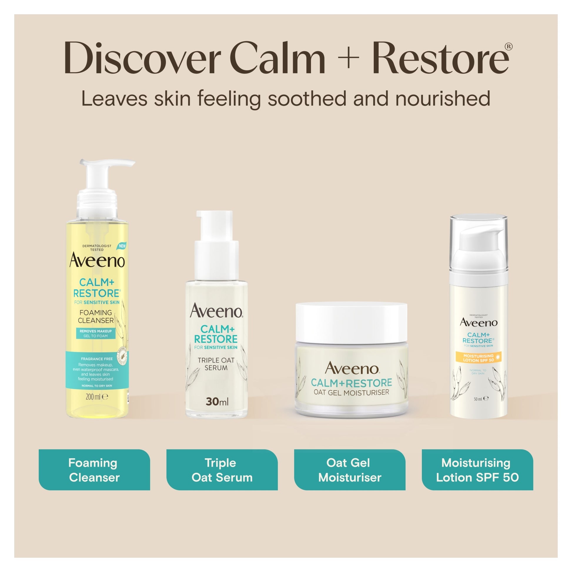Aveeno Face CALM & RESTORE Ultra Rich Oat Face Cream Moisturiser 50ml — image 3