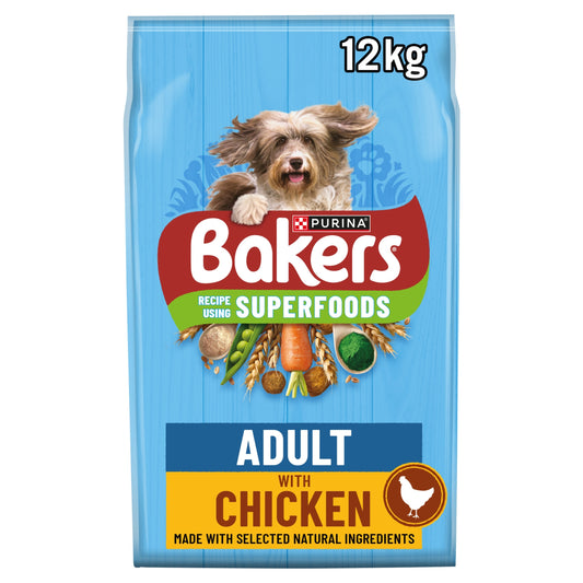 Bakers Adult Dry Dog Food Chicken and Veg 12kg — image 1