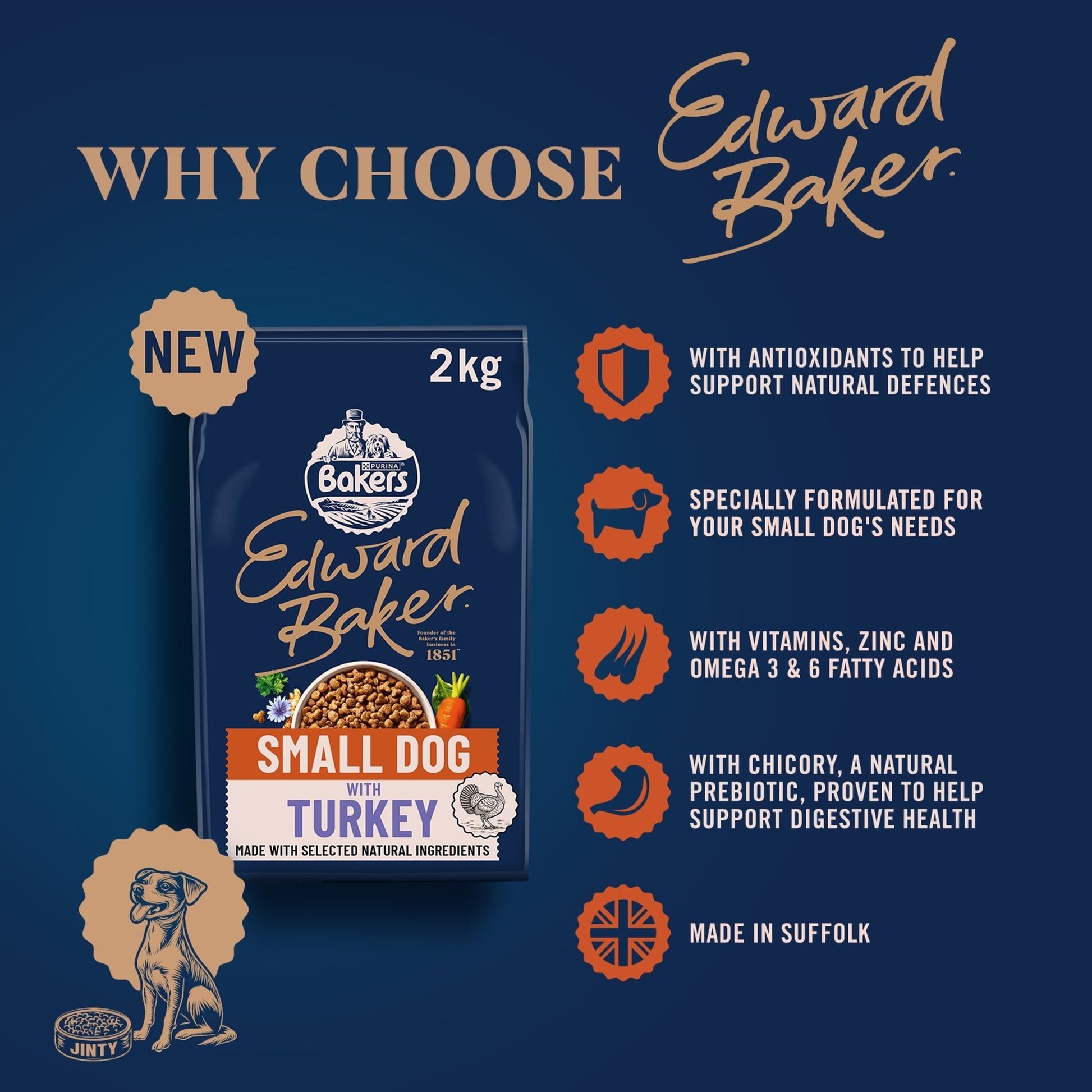 BAKERS Edward Baker Small Dog Turkey Dry Dog Food 2kg — image 2