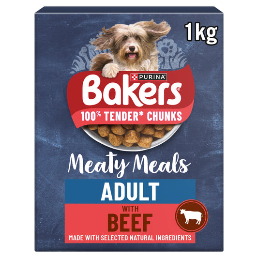 BAKERS Meaty Meals Beef Dry Dog Food 1kg — image 1