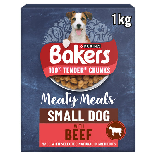 BAKERS Meaty Meals Small Dog Beef Dry Dog Food 1kg — image 1