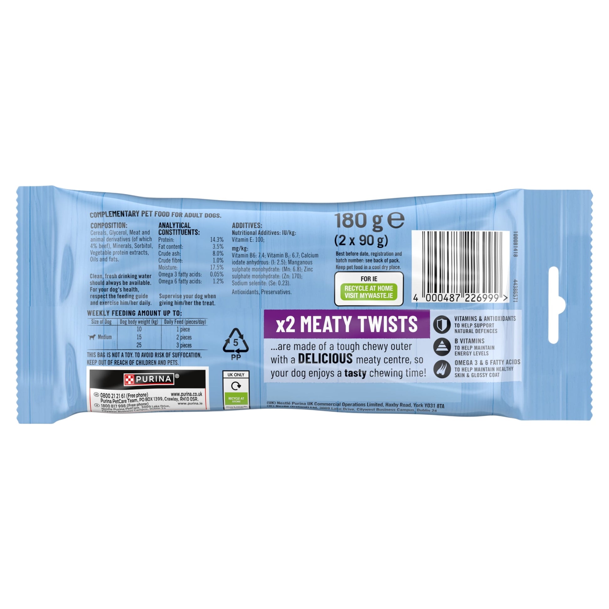 BAKERS Meaty Twists Medium Beef Dog Chews 180g — image 2
