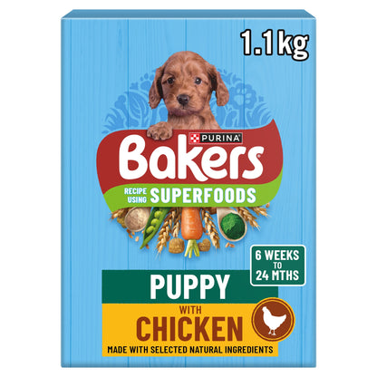 BAKERS Puppy Chicken with Vegetables Dry Dog Food 1.1kg — image 1