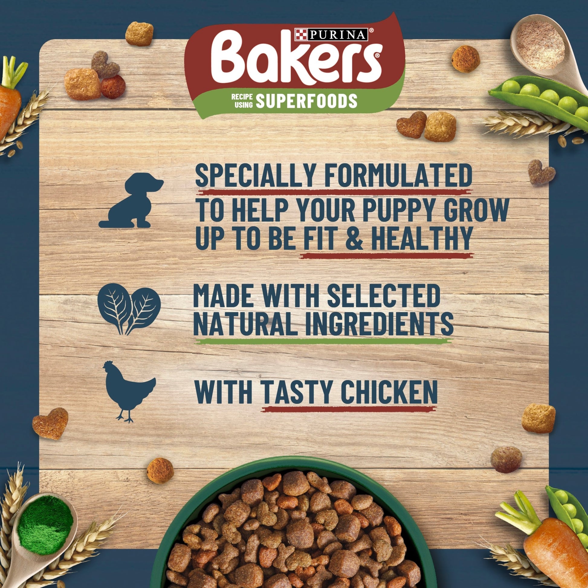 BAKERS Puppy Chicken with Vegetables Dry Dog Food 1.1kg — image 2