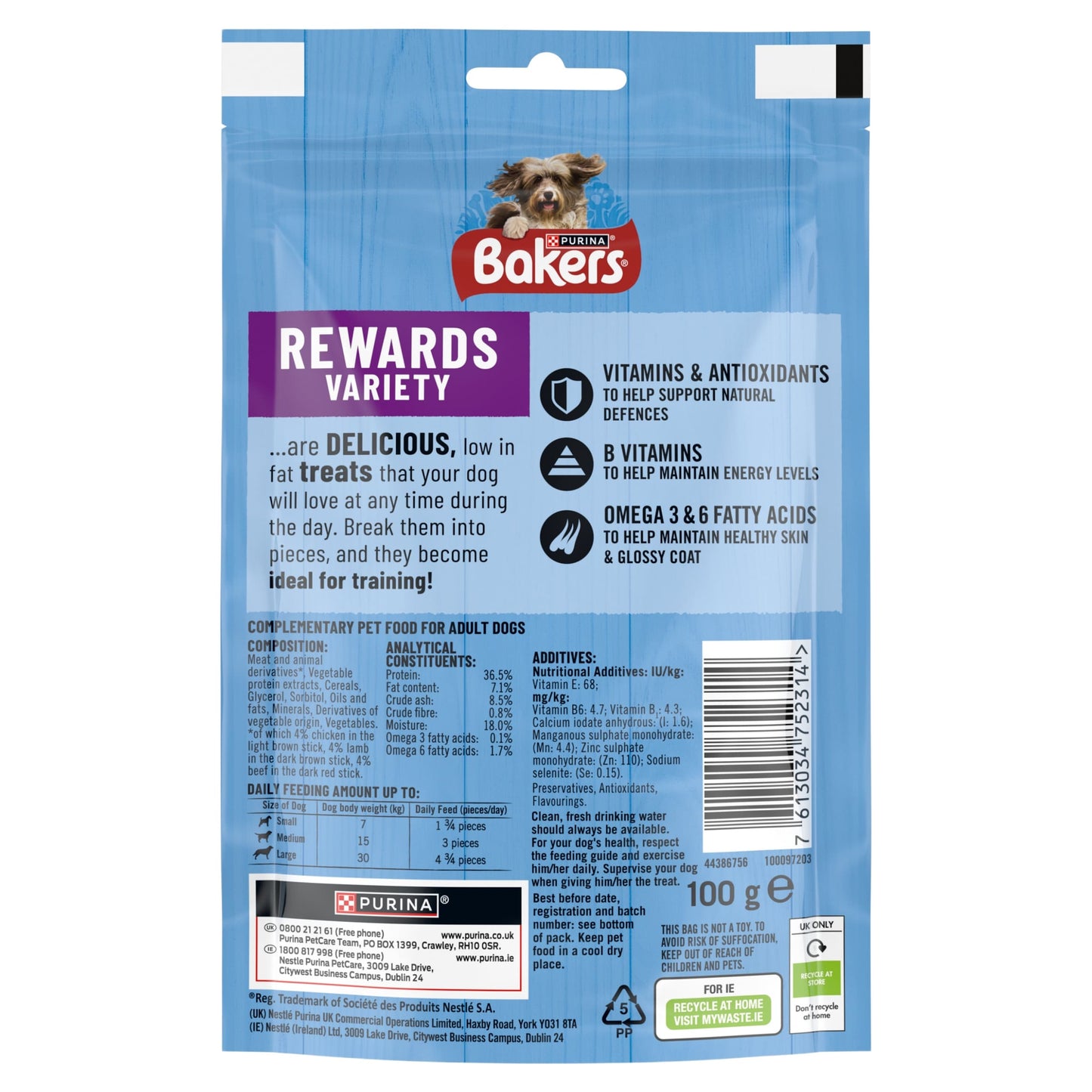 BAKERS Rewards Chicken; Beef and Lamb Dog Treats 100g — image 2