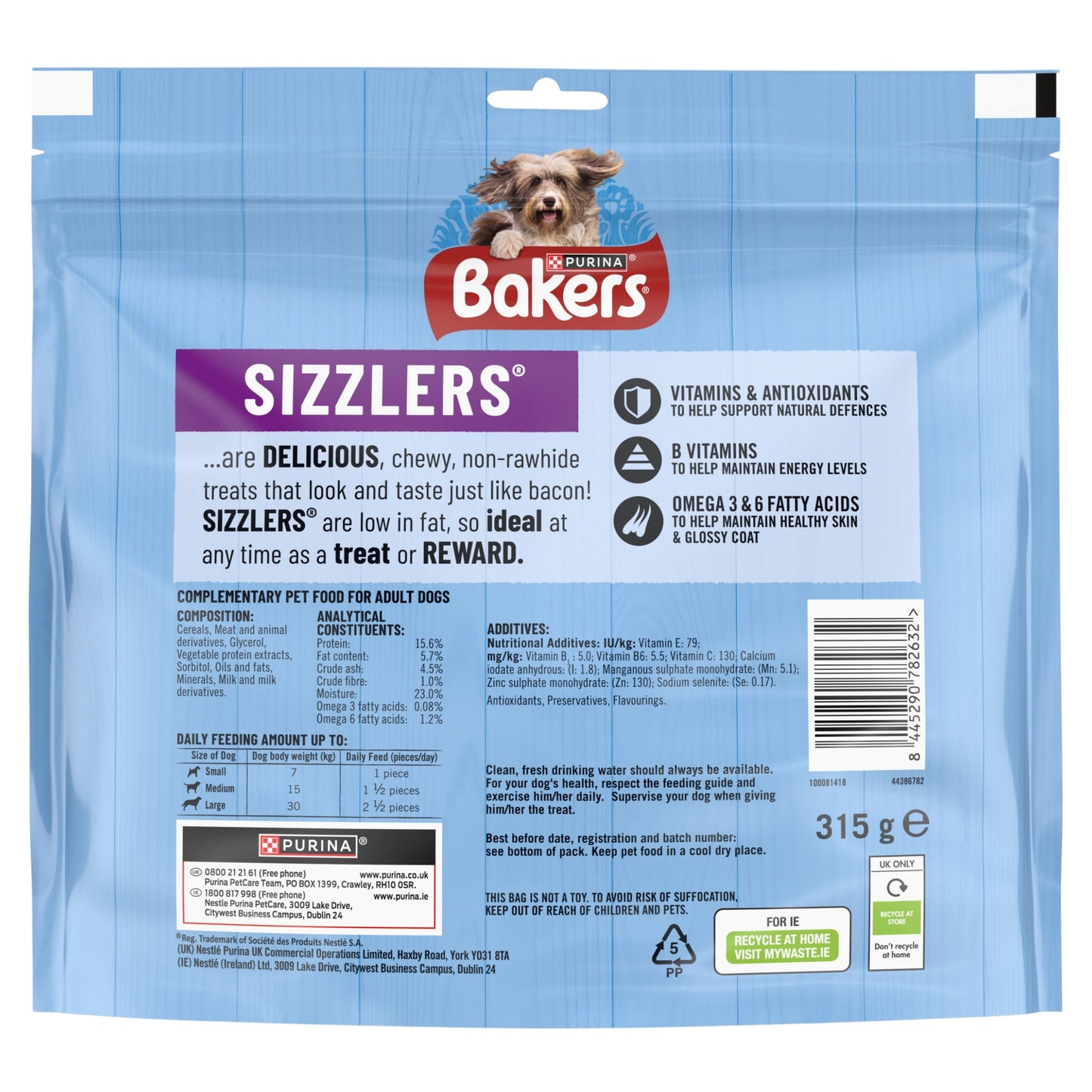 BAKERS Sizzlers Bacon and Cheese Dog Treats 315g — image 2