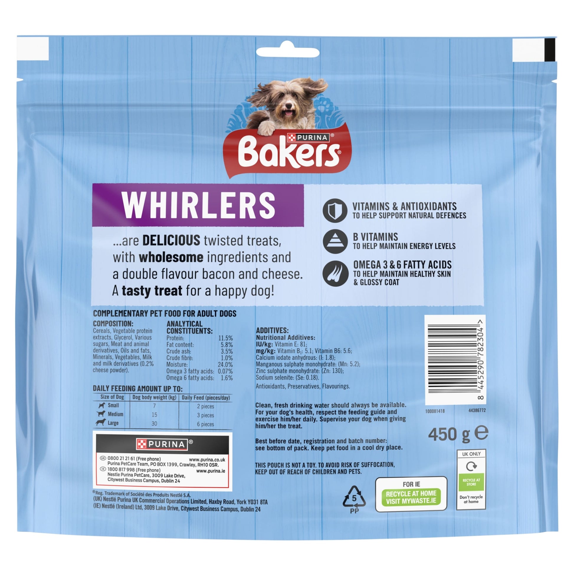 BAKERS Whirlers Bacon and Cheese Dog Treats 450g — image 2