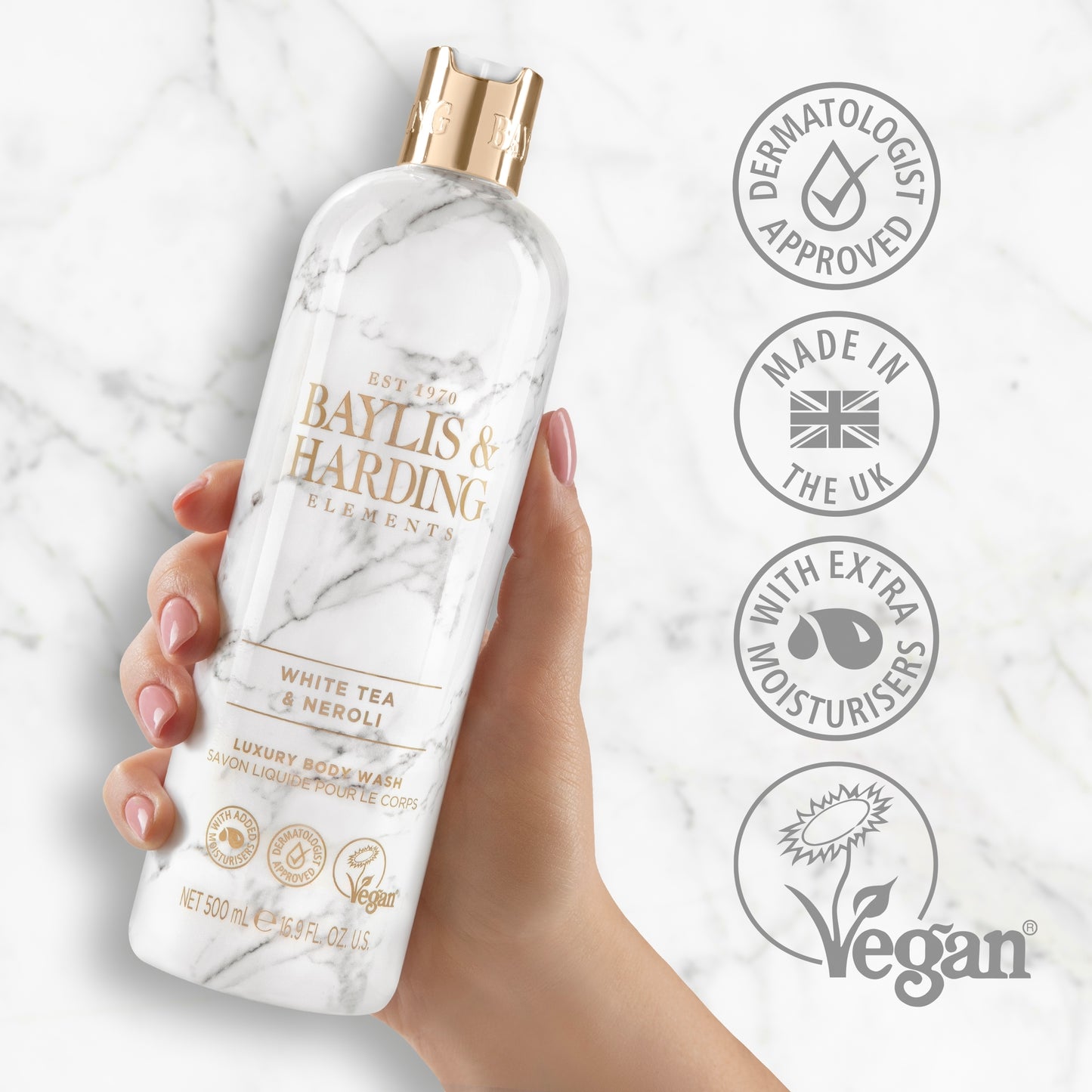 Baylis & Harding Elements Luxury Body Wash - White Tea & Neroli 500ml — image 2