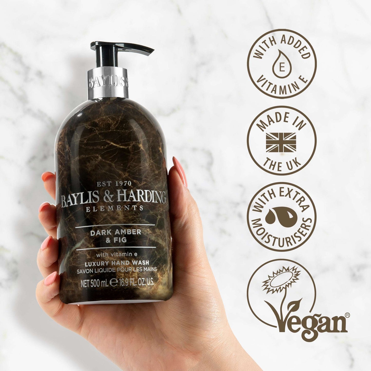 Baylis & Harding Elements Luxury Hand Wash - Dark Amber & Fig 500ml — image 2