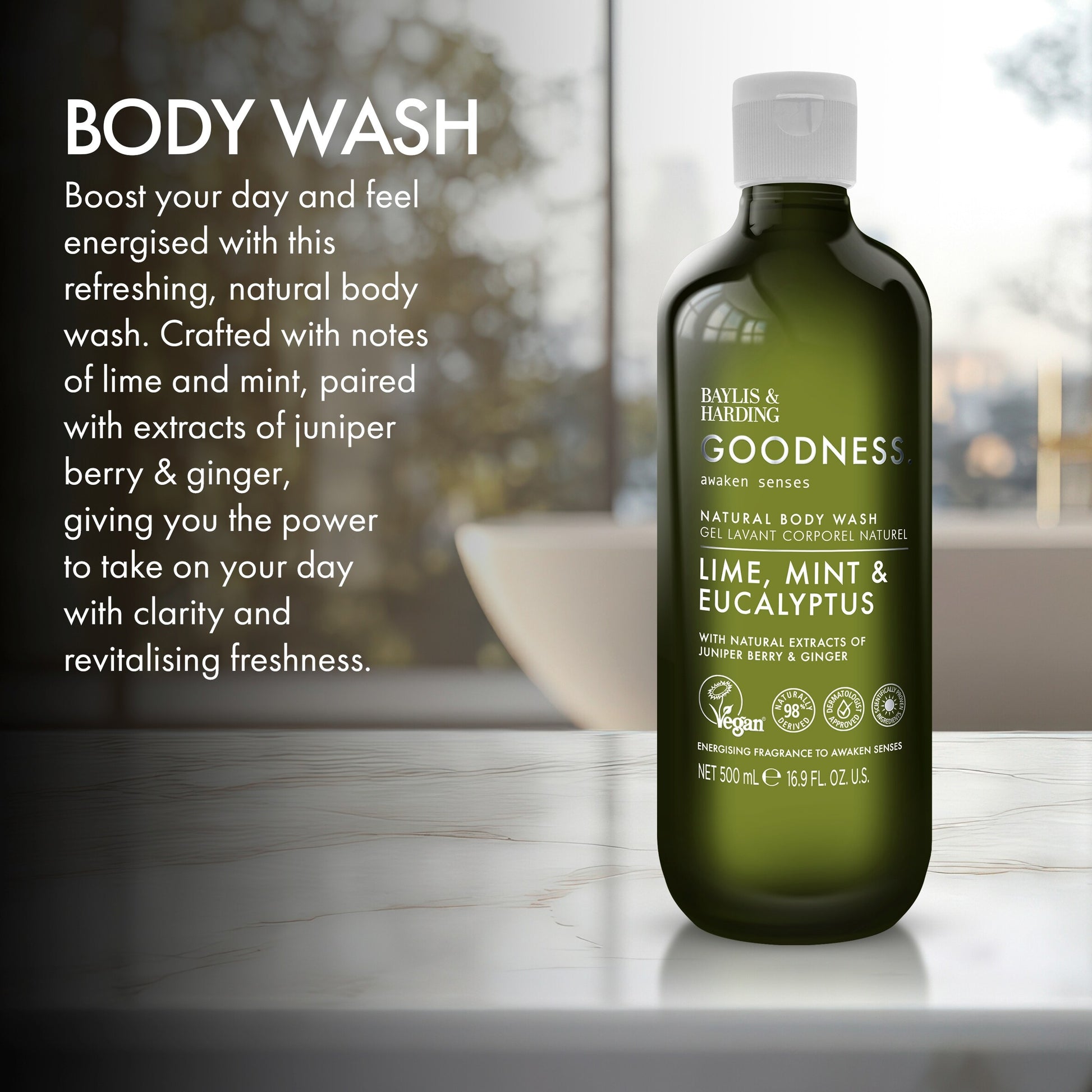 Baylis & Harding Goodness Awaken Lime, Mint & Eucalyptus Body Wash 500ml — image 2