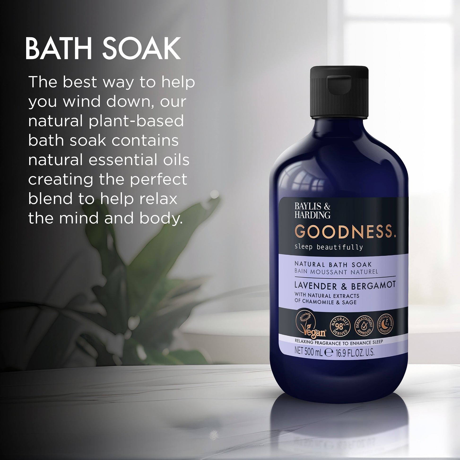 Baylis & Harding Goodness Natural Bath Soak - Lavender & Bergamot 500ml — image 2