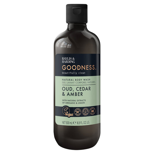 Baylis & Harding Goodness Natural Body Wash - Oud, Cedar & Amber 500ml — image 1
