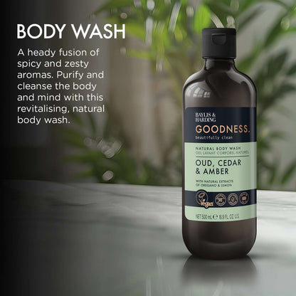 Baylis & Harding Goodness Natural Body Wash - Oud, Cedar & Amber 500ml — image 3