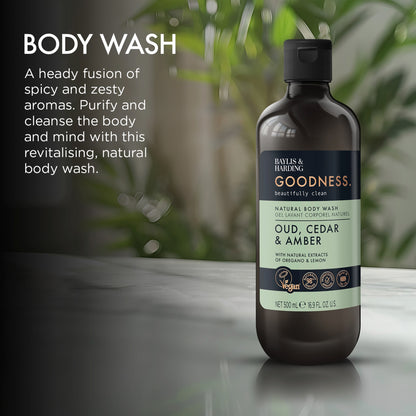 Baylis & Harding Goodness Natural Body Wash - Oud, Cedar & Amber 500ml — image 3
